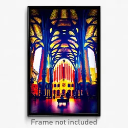 Pixel Art Poster - Impressive Barcelona (8 Bit Psychedelic Video Game Print)