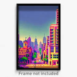 Pixel Art Poster - Pleasant Metropolis (8 Bit Psychedelic Video Game Print)