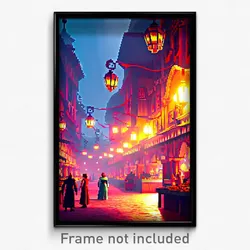 Pixel Art Poster - Villainous Marketplace (8 Bit Psychedelic Video Game Print)
