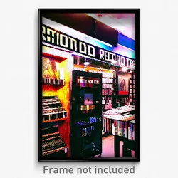 Pixel Art Poster - Spotted Record Store (8 Bit Psychedelic Video Game Print)