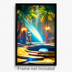 Pixel Art Poster - Brilliant Exotic Area (8 Bit Psychedelic Video Game Print)