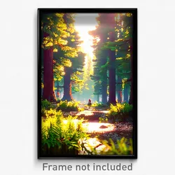 Pixel Art Poster - Buoyant Forest (8 Bit Psychedelic Trippy Video Game Print)