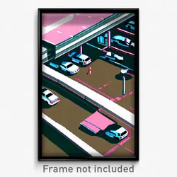Pixel Art Poster - Thin Car Dealership (8 Bit Psychedelic Video Game Print)