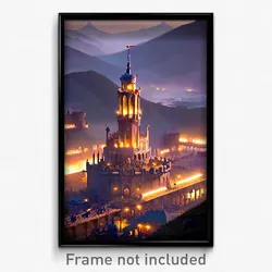 Pixel Art Poster - Buzzing Citadel (8 Bit Psychedelic Trippy Video Game Print)