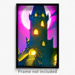 Pixel Art Poster - Strange Castle (8 Bit Psychedelic Trippy Video Game Print)