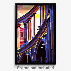 Pixel Art Poster - Dramatic Roman Architecture (8 Bit Video Game Print)