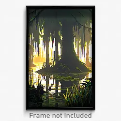 Pixel Art Poster - Quaint Swamp (8 Bit Psychedelic Trippy Video Game Print)