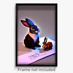 Pixel Art Poster - Noteworthy Rabbit (8 Bit Psychedelic Trippy Video Game Print)