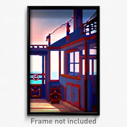 Pixel Art Poster - Nautical Aerie (8 Bit Psychedelic Trippy Video Game Print)