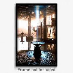 Pixel Art Poster - Steel Watering Hole (8 Bit Psychedelic Video Game Print)