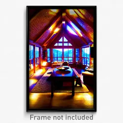 Pixel Art Poster - Spectacular Cabin (8 Bit Psychedelic Trippy Video Game Print)