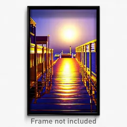 Pixel Art Poster - Golden Dock (8 Bit Psychedelic Trippy Weird Video Game Print)