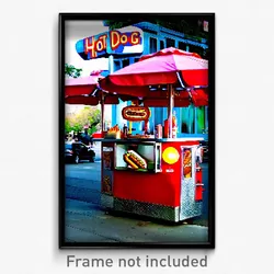 Pixel Art Poster - Noted Hot Dog Stand (8 Bit Psychedelic Video Game Print)