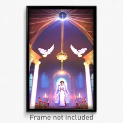 Pixel Art Poster - Angelic Home (8 Bit Psychedelic Trippy Video Game Print)