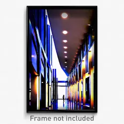 Pixel Art Poster - Long Modern Architecture (8 Bit Psychedelic Video Game Print)
