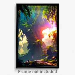 Pixel Art Poster - Unsightly Jungle (8 Bit Psychedelic Trippy Video Game Print)
