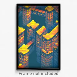 Pixel Art Poster - Dense Battlements (8 Bit Psychedelic Trippy Video Game Print)