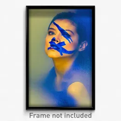 Pixel Art Poster - Blue Visage (8 Bit Psychedelic Trippy Weird Video Game Print)