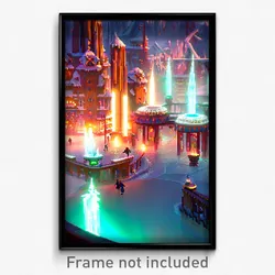 Pixel Art Poster - Frozen Exotic City (8 Bit Psychedelic Video Game Print)