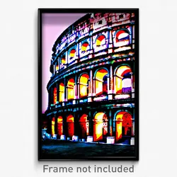 Pixel Art Poster - Gorgeous Colosseum (8 Bit Psychedelic Video Game Print)