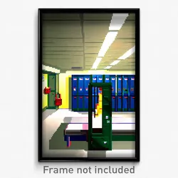 Pixel Art Poster - Spectacular Locker Room (8 Bit Psychedelic Video Game Print)