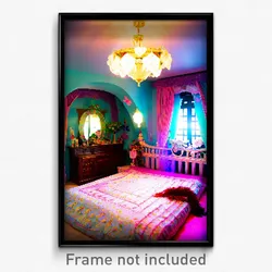 Pixel Art Poster - Enchanting Bedroom (8 Bit Psychedelic Video Game Print)