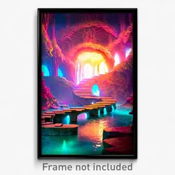 Pixel Art Poster - Vivacious Grotto (8 Bit Psychedelic Trippy Video Game Print)