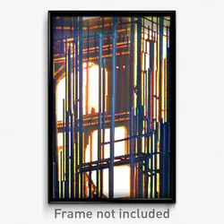 Pixel Art Poster - Complex Wire Frame Metropolis (8 Bit Video Game Print)