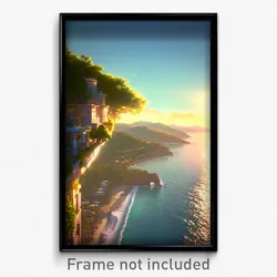 Pixel Art Poster - Buzzing Coast (8 Bit Psychedelic Trippy Video Game Print)