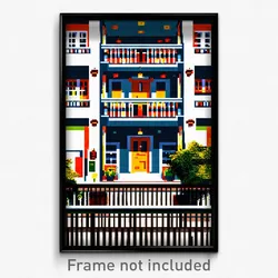 Pixel Art Poster - Stupendous Balcony (8 Bit Psychedelic Video Game Print)