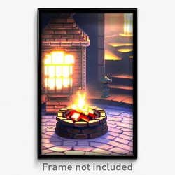 Pixel Art Poster - Puzzling Hearth (8 Bit Psychedelic Trippy Video Game Print)