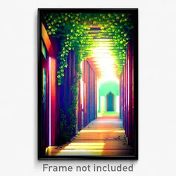 Pixel Art Poster - Leafy Hallway (8 Bit Psychedelic Trippy Video Game Print)