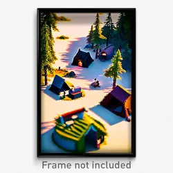Pixel Art Poster - Tiny Camp (8 Bit Psychedelic Trippy Weird Video Game Print)