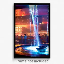 Pixel Art Poster - Thunderous Watering Hole (8 Bit Psychedelic Video Game Print)