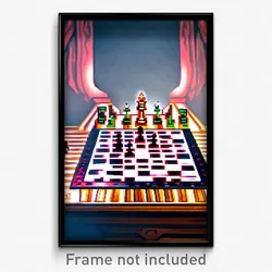 Pixel Art Poster - Spectacular Chess Board (8 Bit Psychedelic Video Game Print)