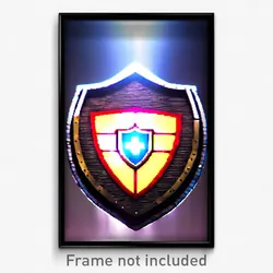 Pixel Art Poster - Extra Small Shield (8 Bit Psychedelic Video Game Print)