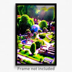 Pixel Art Poster - Miniature Park (8 Bit Psychedelic Trippy Video Game Print)