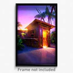 Pixel Art Poster - Exotic Outbuilding (8 Bit Psychedelic Video Game Print)
