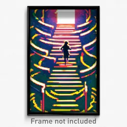 Pixel Art Poster - Mysterious Labyrinth (8 Bit Psychedelic Video Game Print)