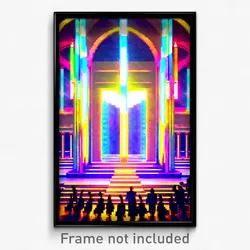 Pixel Art Poster - Dazzling Sanctuary (8 Bit Psychedelic Video Game Print)