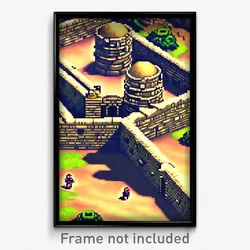 Pixel Art Poster - Wiggly Fortifications (8 Bit Psychedelic Video Game Print)