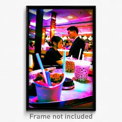 Pixel Art Poster - Busy Bubble Tea (8 Bit Psychedelic Trippy Video Game Print)