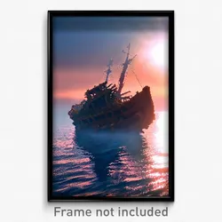 Pixel Art Poster - Giant Sea Wreck (8 Bit Psychedelic Trippy Video Game Print)