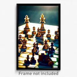 Pixel Art Poster - Creative Chess (8 Bit Psychedelic Trippy Video Game Print)