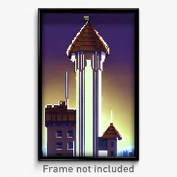 Pixel Art Poster - Brown Turret (8 Bit Psychedelic Trippy Video Game Print)