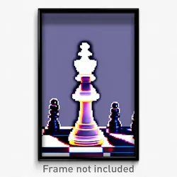 Pixel Art Poster - Digital Chess Piece (8 Bit Psychedelic Video Game Print)