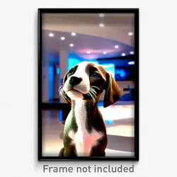 Pixel Art Poster - Modern Puppy (8 Bit Psychedelic Trippy Video Game Print)