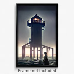 Pixel Art Poster - Haunted Gulf (8 Bit Psychedelic Trippy Video Game Print)