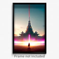 Pixel Art Poster - Heavenly Landmark (8 Bit Psychedelic Trippy Video Game Print)