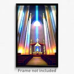 Pixel Art Poster - Virtual Tabernacle (8 Bit Psychedelic Video Game Print)
